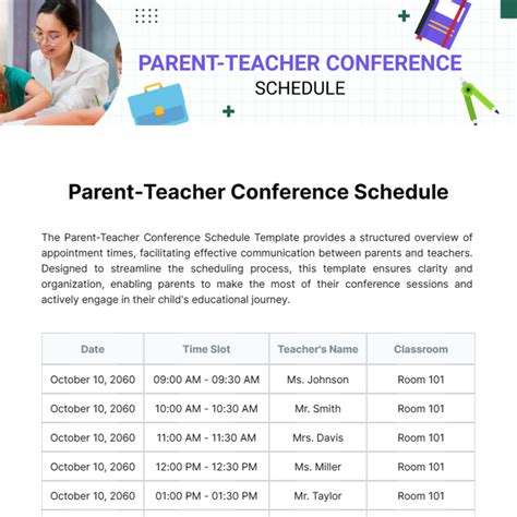 Free Parent-Teacher Conference Schedule Template to Edit Online
