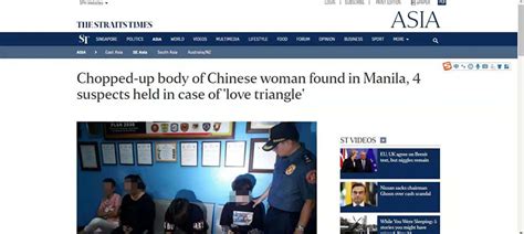 菲媒：中国女子在马尼拉被分尸，警方怀疑与“三角恋”有关-中国搜索头条