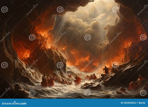 Exodus of the Bible, Moses Crossing the Red Sea with the Israelites ...