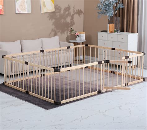 Conabay Large Baby Playpen Play Pen Fence Gate ,Baby Safety Wooden ...