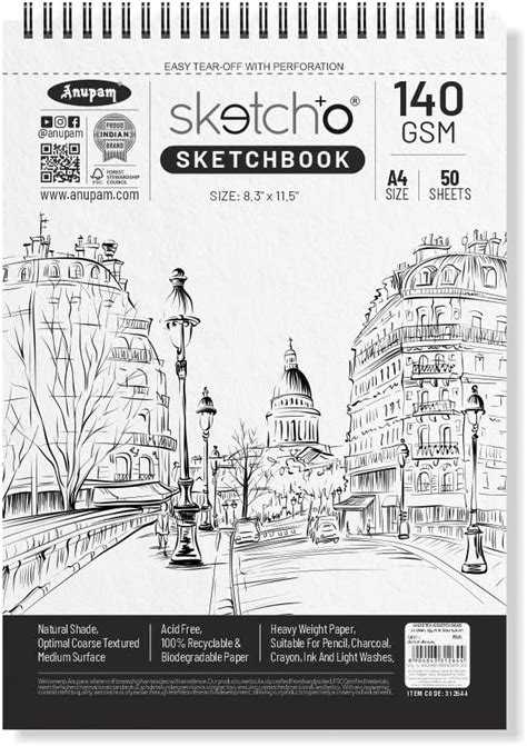 Anupam SketchO Sketch Book A4 Top Wiro Bound Drawing book Acid Free ...