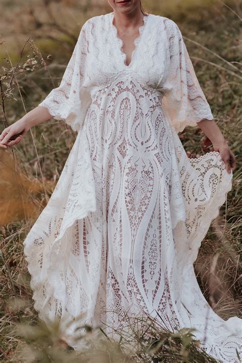 Lace Boho Dress Bohemian Wedding Dress Maternity Boho Dress - Etsy - lace boho gown