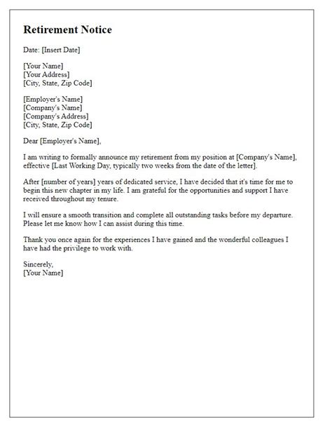 Letter Template For Notification Of Retirement - Free Samples in PDF ...