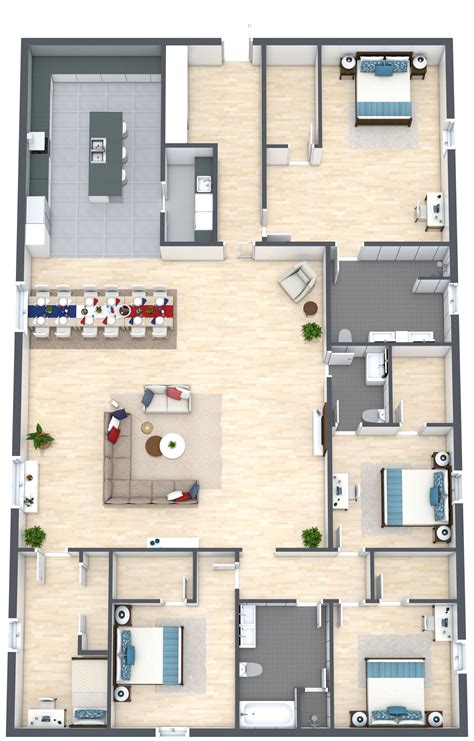 5 Bedroom Apartment Plan | Building house plans designs, Minimalist ...