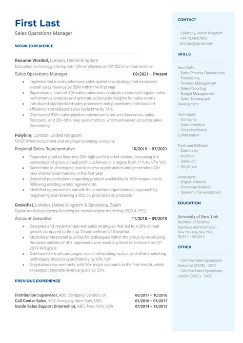 Image result for Operations Project Manager CV