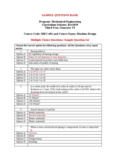 Image result for Objective Question. Answer Sheet On Machine Breakdown