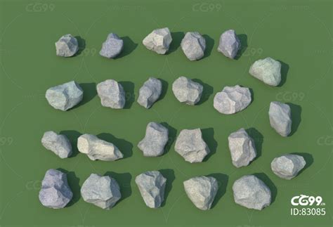 不同样式的小石子 石头 岩石 石块-cg模型免费下载-CG99