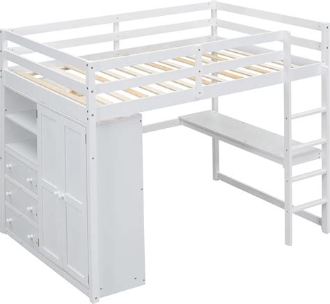 CABSETT Full Size Loft Bed with Built-In Desk & Wardrobe, India | Ubuy