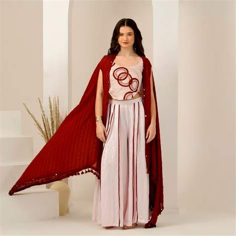 Red Mirror Hand Embroidered Shrug – First Resort by Ramola Bachchan