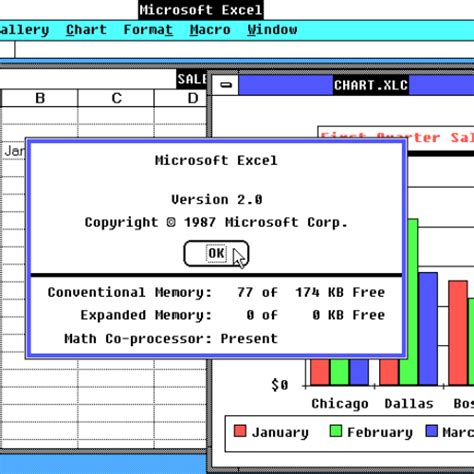 1 dic 1987 año - Microsoft Excel 2.0 (Cinta de tiempo)
