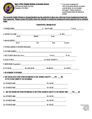 2012-2026 Form WV DJS Visiting Request - Blank Fillable Template | Fill ...