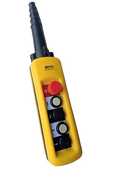 4 Way + Emergency Push Button Pendent Control Crane Hoist Switch ...