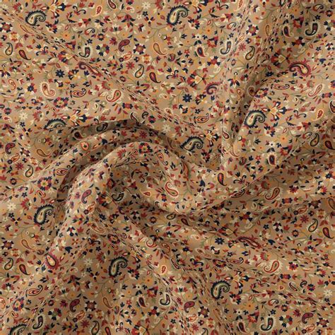 Buy Digital Printed Viscose Georgette Fabric - Paisley & Floral Print ...