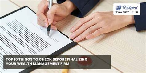 Top 10 things to check before finalizing your wealth management firm