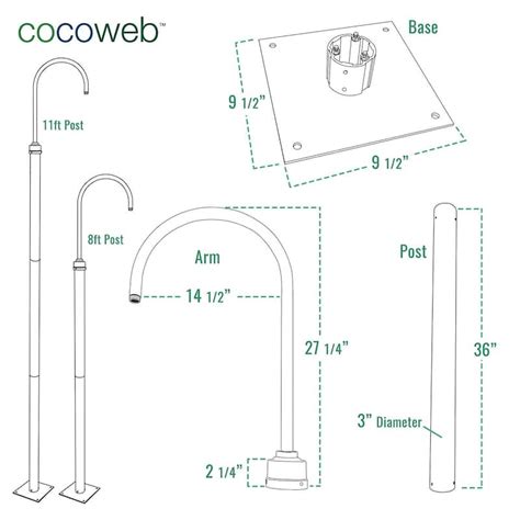 Cocoweb 10" Goodyear LED Street Lamp in White with 11 Foot Tall Post ...