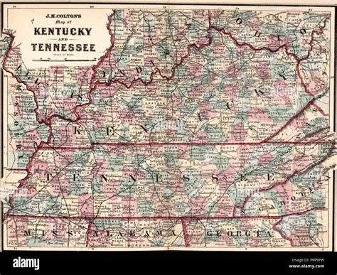 Map of kentucky and tennessee hi-res stock photography and images - Alamy