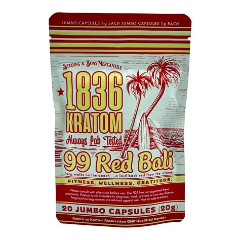 Buy 1836 99 Red Bali Kratom Jumbo Capsules