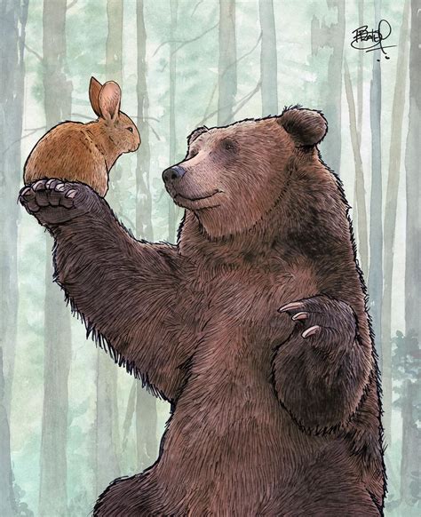 Bear and Rabbit in the Woods