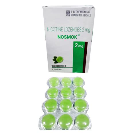 Buy Nosmok 2mg Mint Flavour Lozenges, 12 Count | 19 Minutes Delivery ...