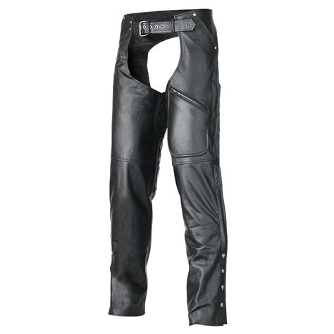 Vance Leather Black Pant Style Premium Cowhide Motorcycle Leather Chaps ...