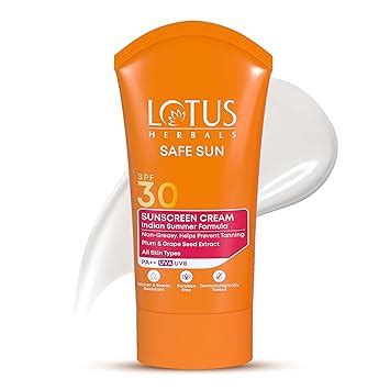Lotus Herbals Safe Sun Sunscreen Cream SPF 30 PA+++ | Indian Summer ...