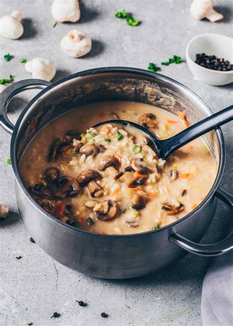 Creamy Mushroom Rice Soup - Easy, Vegan & One Pot - Bianca Zapatka ...
