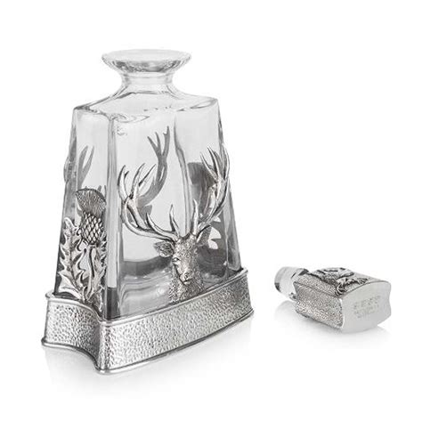 AE Williams Stunning Pewter Stag & Scottish Thistle Glass Pyramid ...
