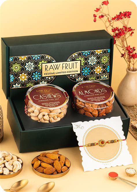 Rakhi Dry Fruits Gift Box Contains: Pink Salt Cashew 125g, Pink Salt ...