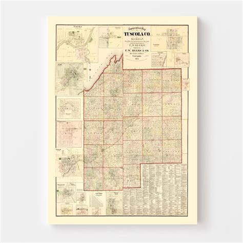 Vintage Map of Tuscola County, Michigan 1875 by Ted's Vintage Art in 2025 | Vintage map, Map ...