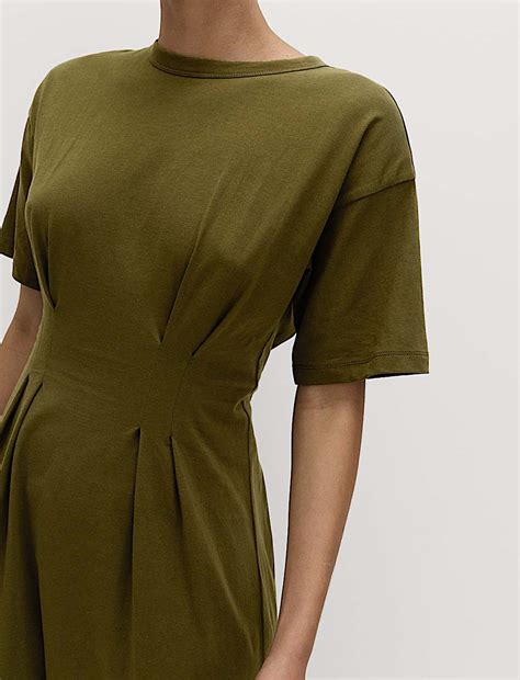 Buy Pure Cotton Waisted Midi T-Shirt Dress at Marks & Spencer