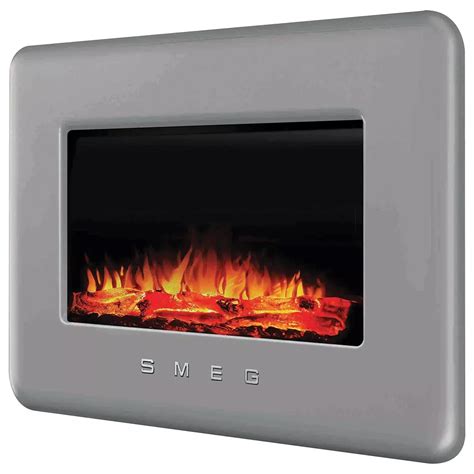 Smeg 50's Retro Style Wall-Mounted Electric Fire, Silver