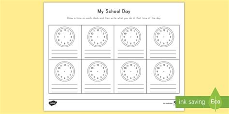 My School Day Telling the Time Activity | Twinkl - Twinkl
