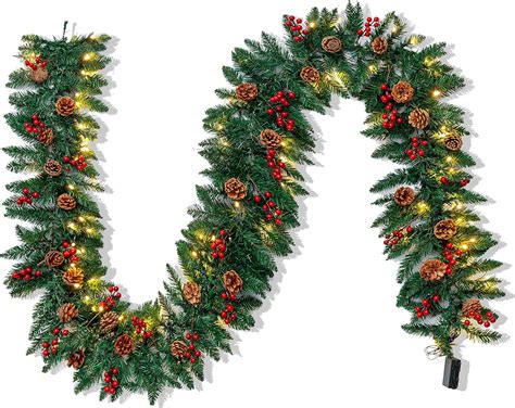 Amazon.com: Joiedomi 9Ft Artificial Christmas Garland Prelit with 100 ...