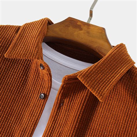 Mens Corduroy Pocket Long Sleeve Warm Comfy Casual Shirts | Alexnld.com