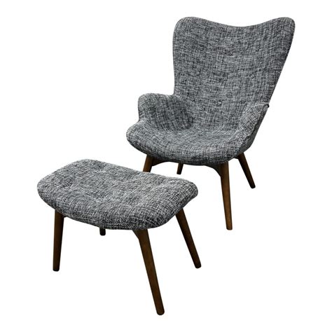 Stilnovo Teddy Bear Lounge Chair & Ottoman Linen-Slate Grey + Walnut ...