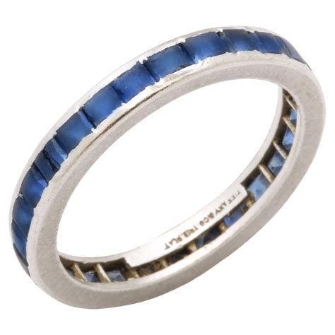 Antique Platinum Sapphire Full Eternity Band Ring For Sale at 1stDibs