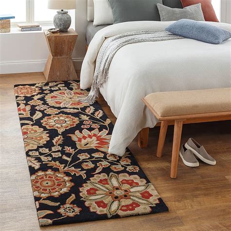 Surya Athena 3 X 12 (ft) Wool Black Indoor Floral/Botanical Tropical ...