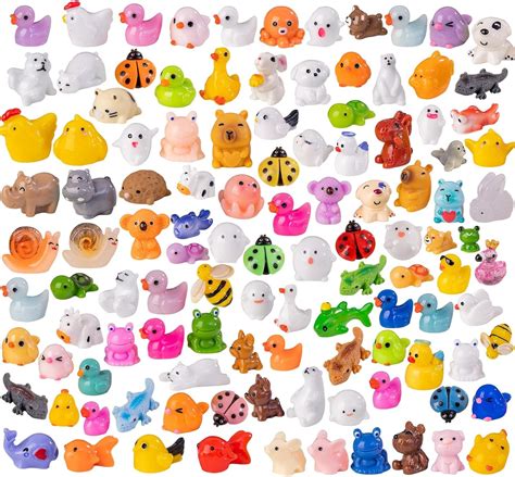 Amazon.com: Teenzee 110pcs Mini Resin Animals 110 Styles Variety Tiny ...