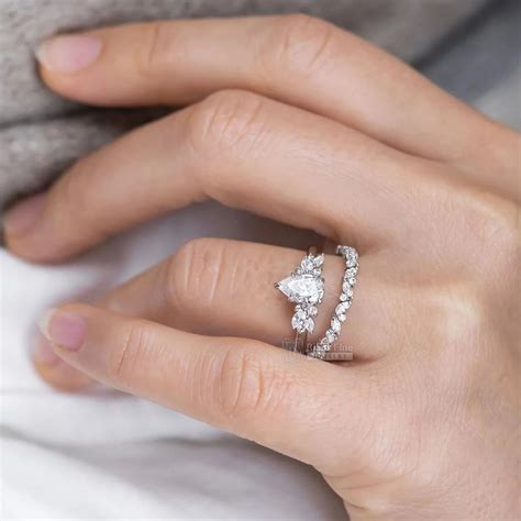 2 Ct Pear Shaped Lab Grown Diamond Cluster Engagement Ring - Riant Fine ...