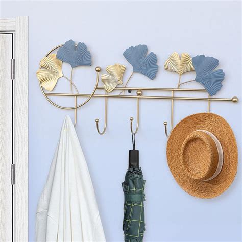 GIANTE Ins Light Luxury Hook Wall Hanging Ginkgo Leaf Shape Key Holder ...
