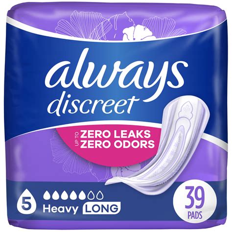 Amazon.com: Always Discreet, Incontinence Pads for Women, Maximum, Long ...