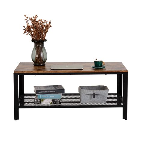 Buy Bonnlo (104 x 58 x 46cm) Industrial Style Double-Layer Coffee Table ...