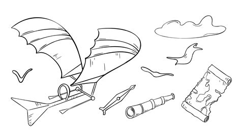 Premium Vector | Aircraft black and white contour vector illustration isolated First Invention ...