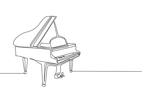 One continuous line drawing of luxury wooden grand piano. Classical ...