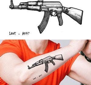 voorkoms Ak47 Gun Temporary Tattoo Stickers For Male And Female Fake ...