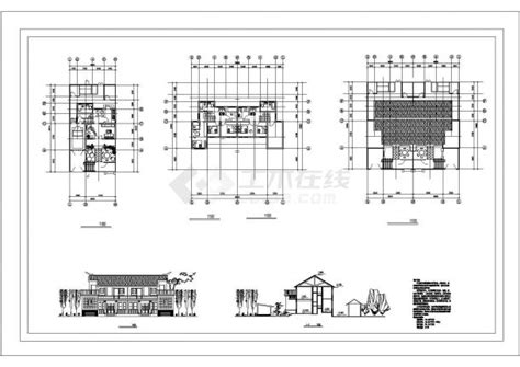 143平方米二层农村住宅建筑设计施工cad图，共五张_住宅小区_土木在线