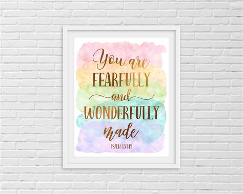 You Are Fearfully And Wonderfully Made Psalm 139:14 Bible | Etsy
