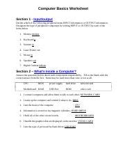 Computer Basics Worksheet 的图像结果