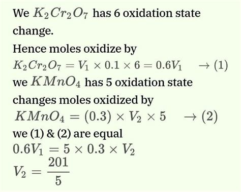 Volume V1 mL of 0.1 M K2Cr2O7 is needed for complete oxidation of 0.678 ...