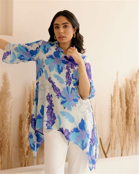Buy Blue Fanta Nur Tunic Online - Chique